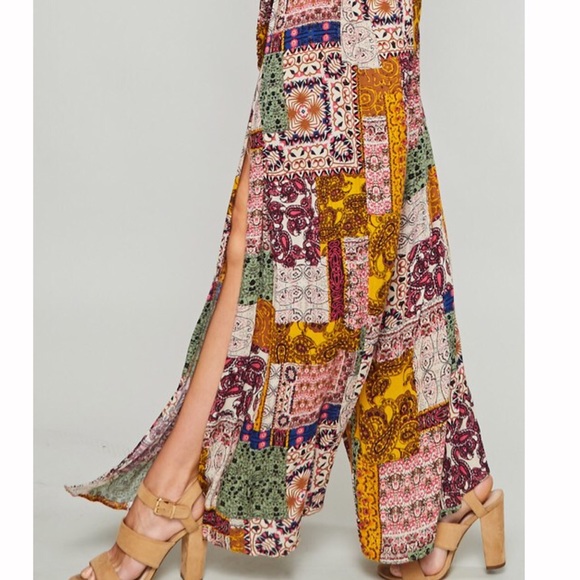 VIBRANT BOHO SPLIT LEG PANTS - Picture 2 of 8